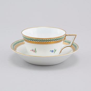 Six porcelain tea cups and six porcelain small plates from Ernst Wahliss Porzellanwarenhaus in Vienna, 20th century.