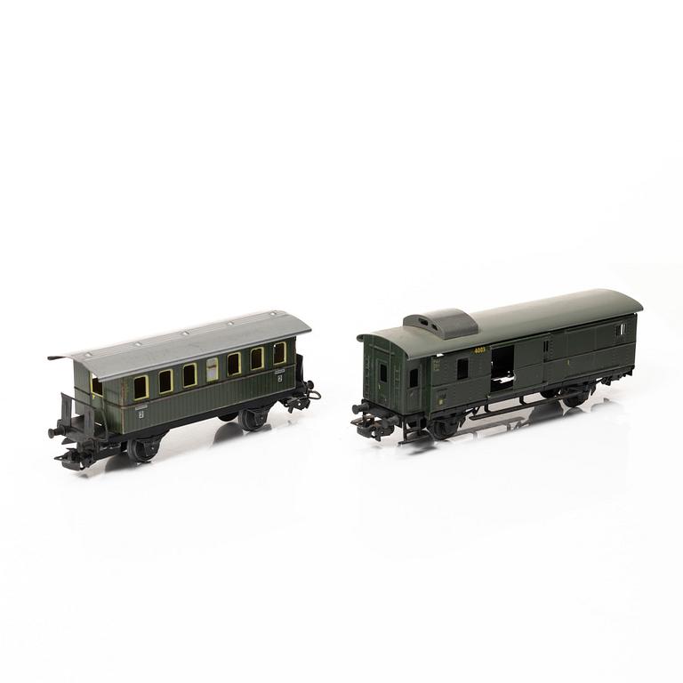 Märklin, locomotives, 7 pcs, railbus, 2 parts, as well as cars, 7 pcs, Germany.