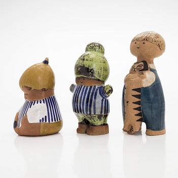 Lisa Larson, a set of three ceramic figurines from the series 'Larsons ungar', Gustavsberg.