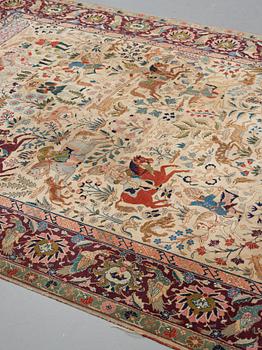 A CARPET, a semi-antique Tabriz figural, ca 327-333,5 x 236,5-240 cm.