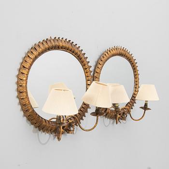 Mirror sconces, a pair, 20th century.