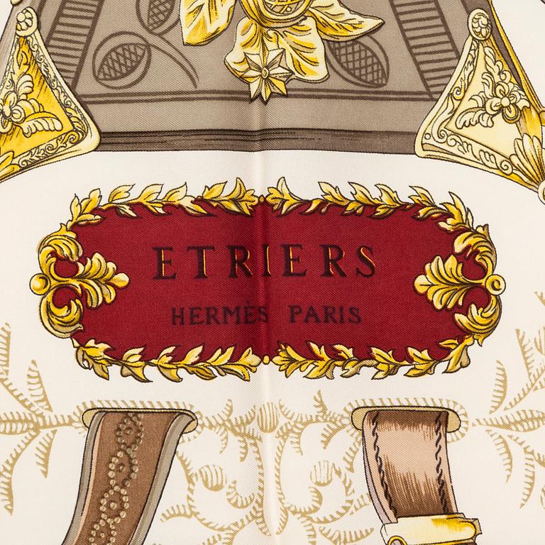 HERMÈS, scarf, "Etriers", Françoise de la Perrière, original issue 1964 .