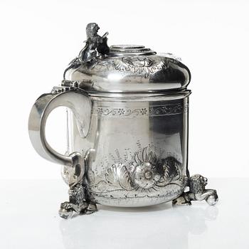 A Danish silver baroque style tankard, 20th century.
