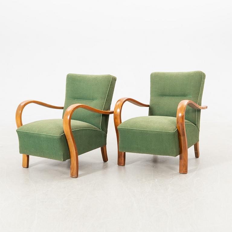 Armchairs, a pair, 1940s.
