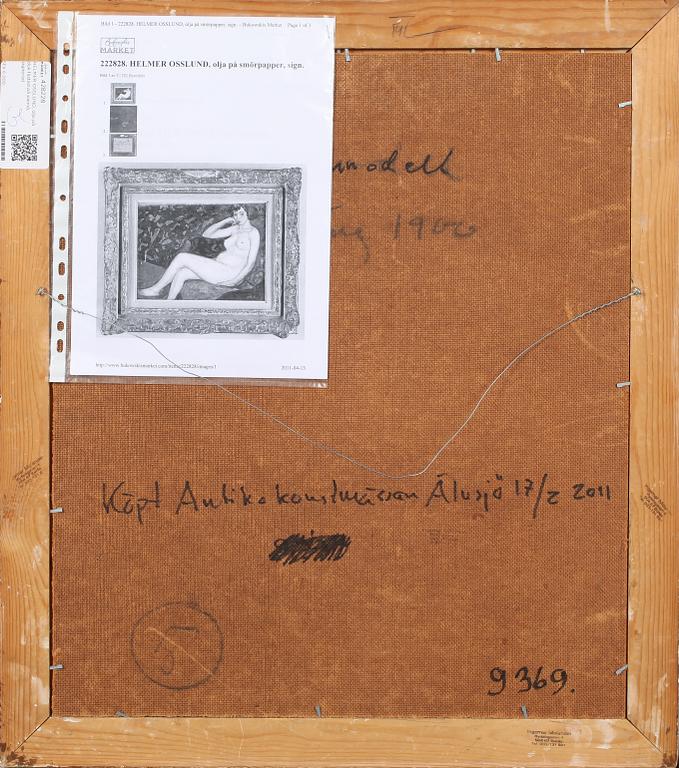 HELMER OSSLUND, olja på duk fästad på pannå, signerad.