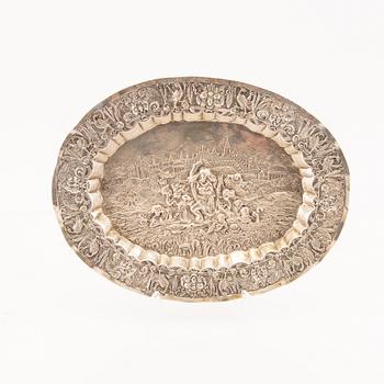 A possibly German Baroque style silver plate later part of the 19th century weight 390 gram.