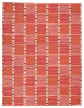 229. Barbro Nilsson, A CARPET, "Falurutan, röd Borås", flat weave, ca 264,5 x 200 cm, signed AB MMF BN.