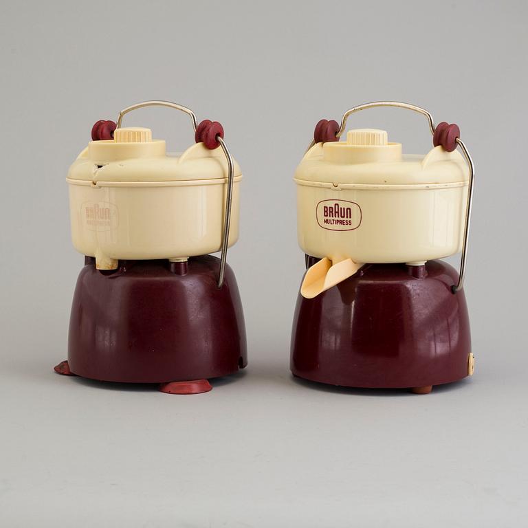 Two bakelite and plastic multipresses from Braun, 1950's.