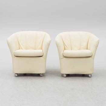 A pair of leather armchairs, Dux, Sweden, 1980's.