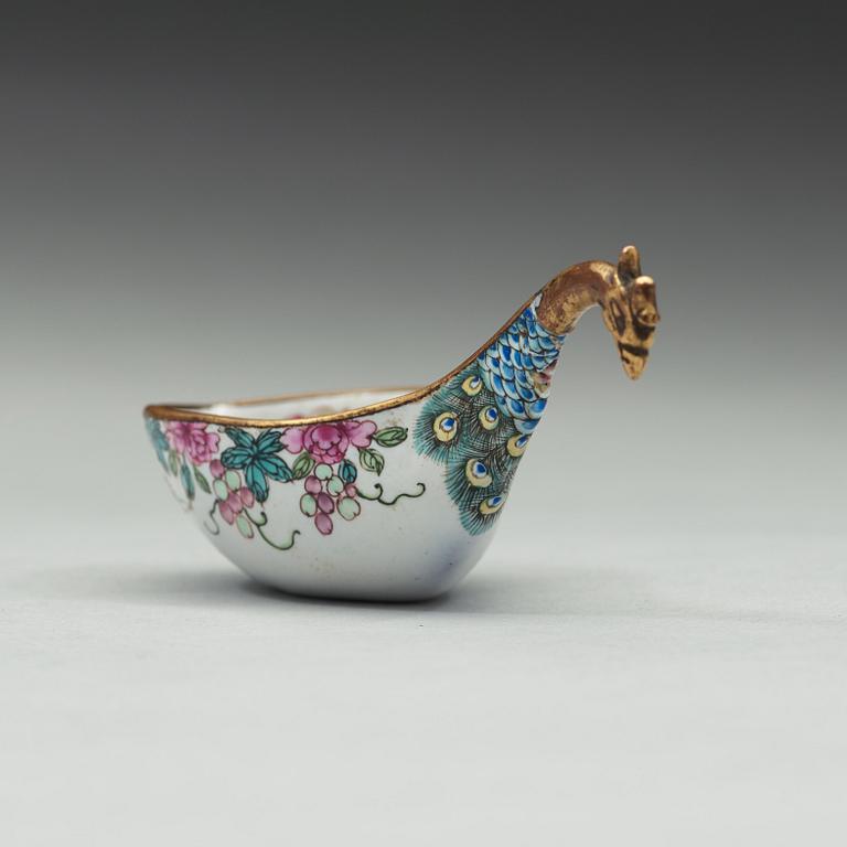 A enamel on copper ladle, Qing dynasty, 19th Century.