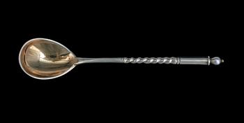 874. A set of 18 Russian 19th century silver-gilt coffee-spoons, makers mark of the firm Gratchev. Imperial Warrant.