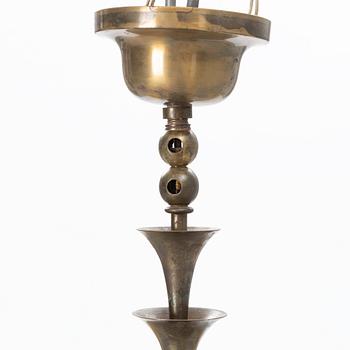 Elis Bergh, a brass ceiling lamp, C.G. Hallberg, Sweden, 1920s.