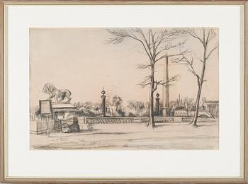 AXEL FRIDELL, kolteckning, signerad, 31 x 47 cm.