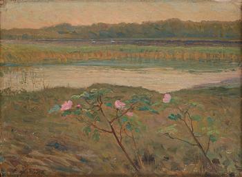 Hilma af Klint, Landscape with Swans and Flowers.