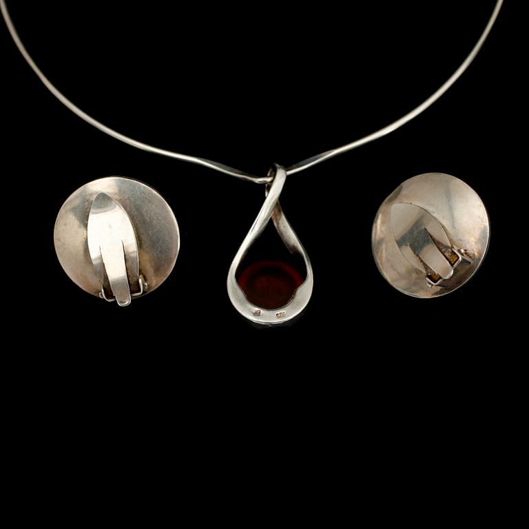 COLLIER OCH ÖRHÄNGEN, 1 par, sterlingsilver, bla NE From Danmark.