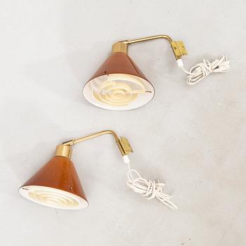 Wall lamps, a pair model 8182, Falkenbergs Belysning, second half of the 20th century.