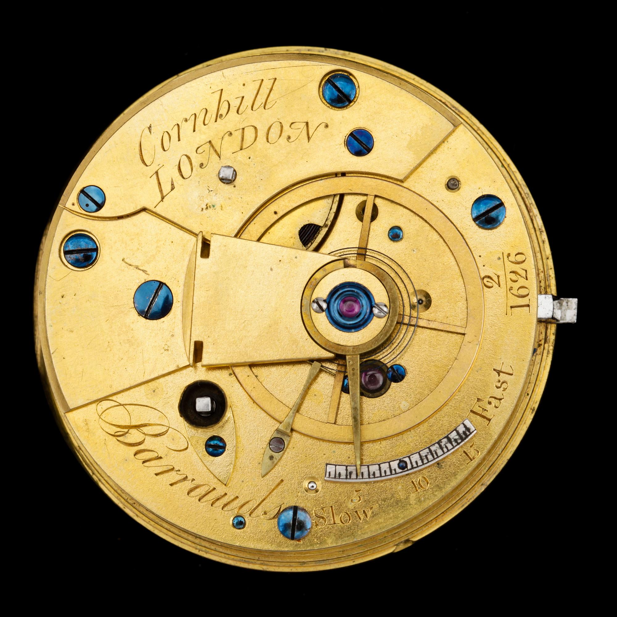 FICKUR, silver, Barrauds', Cornbill. London, tysk boett, 1800-tal, 2/1626.