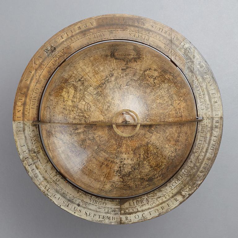 JORD- OCH HIMMELSGLOB, ett par, av Andreas Åkerman 1766.