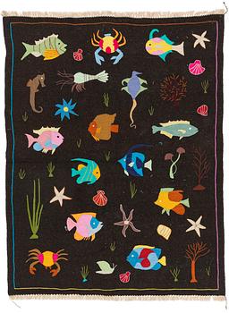A hand-embroidered Kelim rug, c. 225 x 177 cm.