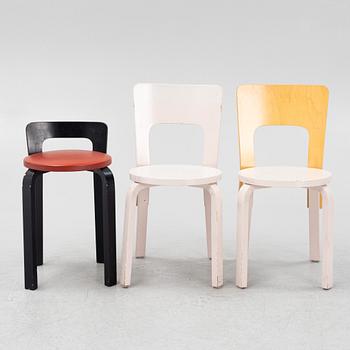 Alvar Aalto, five model 66 chair and one model 65 chair, Artek, end of the 20th century.