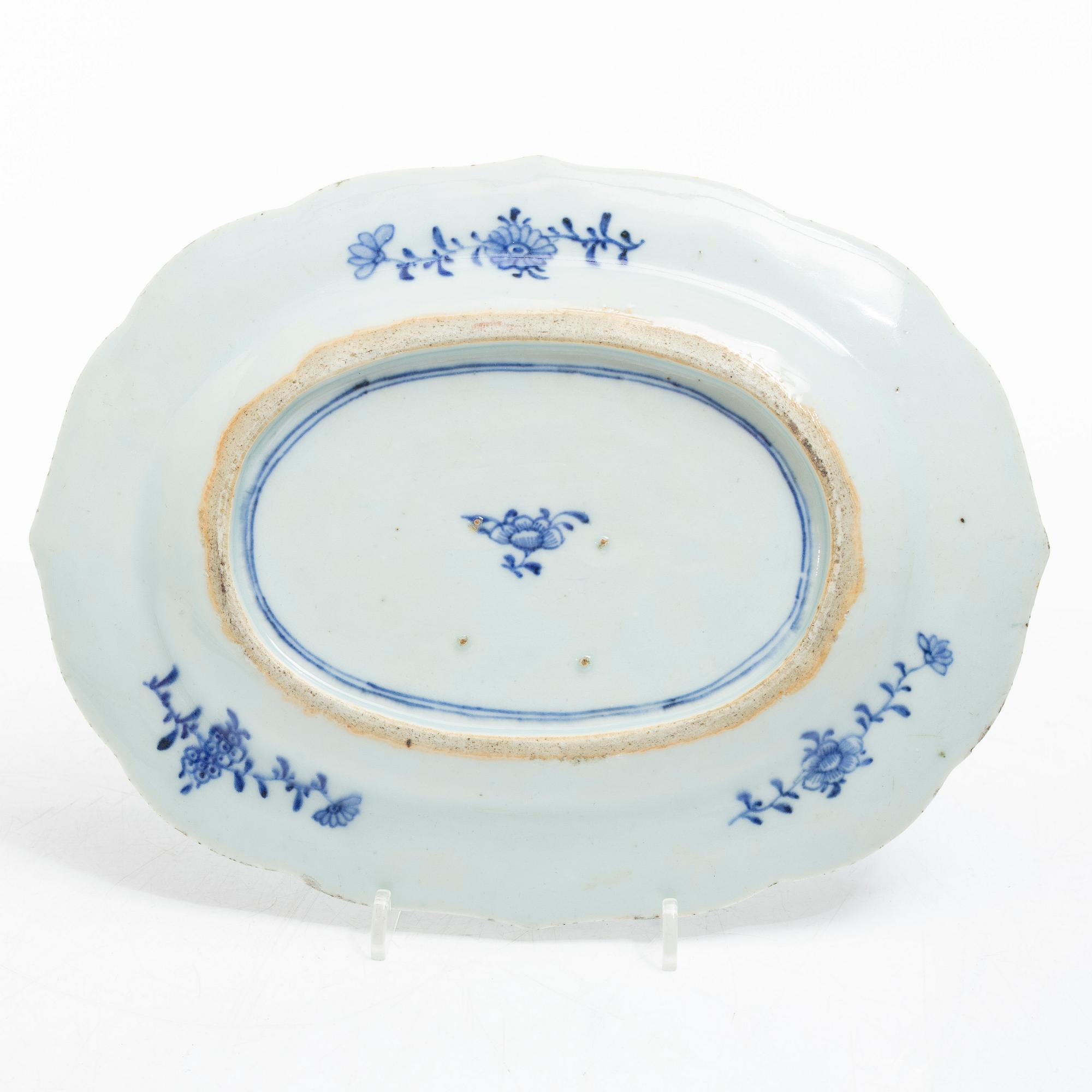 Four blue and white serving dishes, China, Qianlong (1736-95).