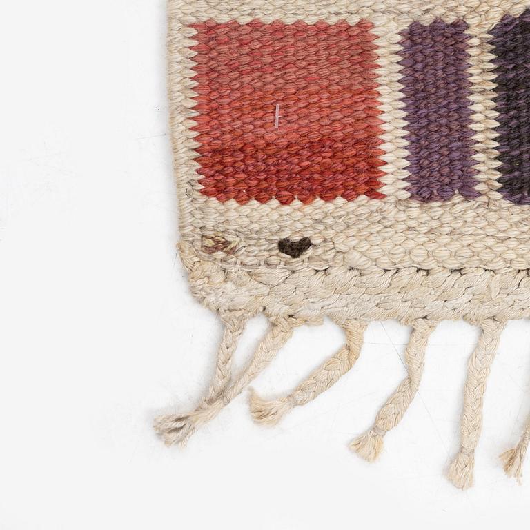 Barbro Nilsson, a carpet, 'Salerno röd', flat weave, c. 261 x 193 cm, signed AB MMF BN.