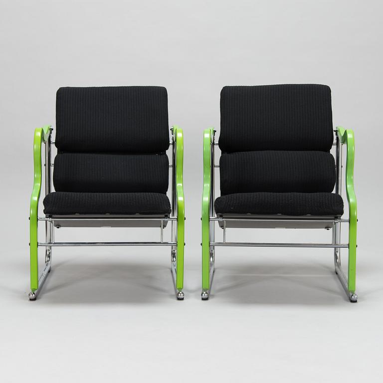 Yrjö Kukkapuro, a pair of 1980's 'Experiment' armchairs for Avarte.