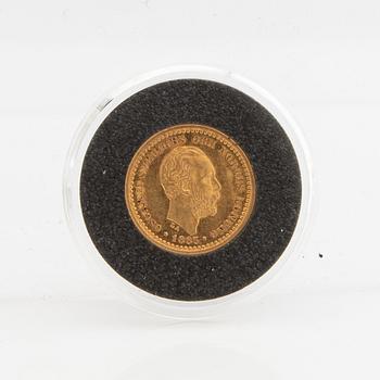 Guldmynt Sverige, Oscar II 5 kr, 1883.