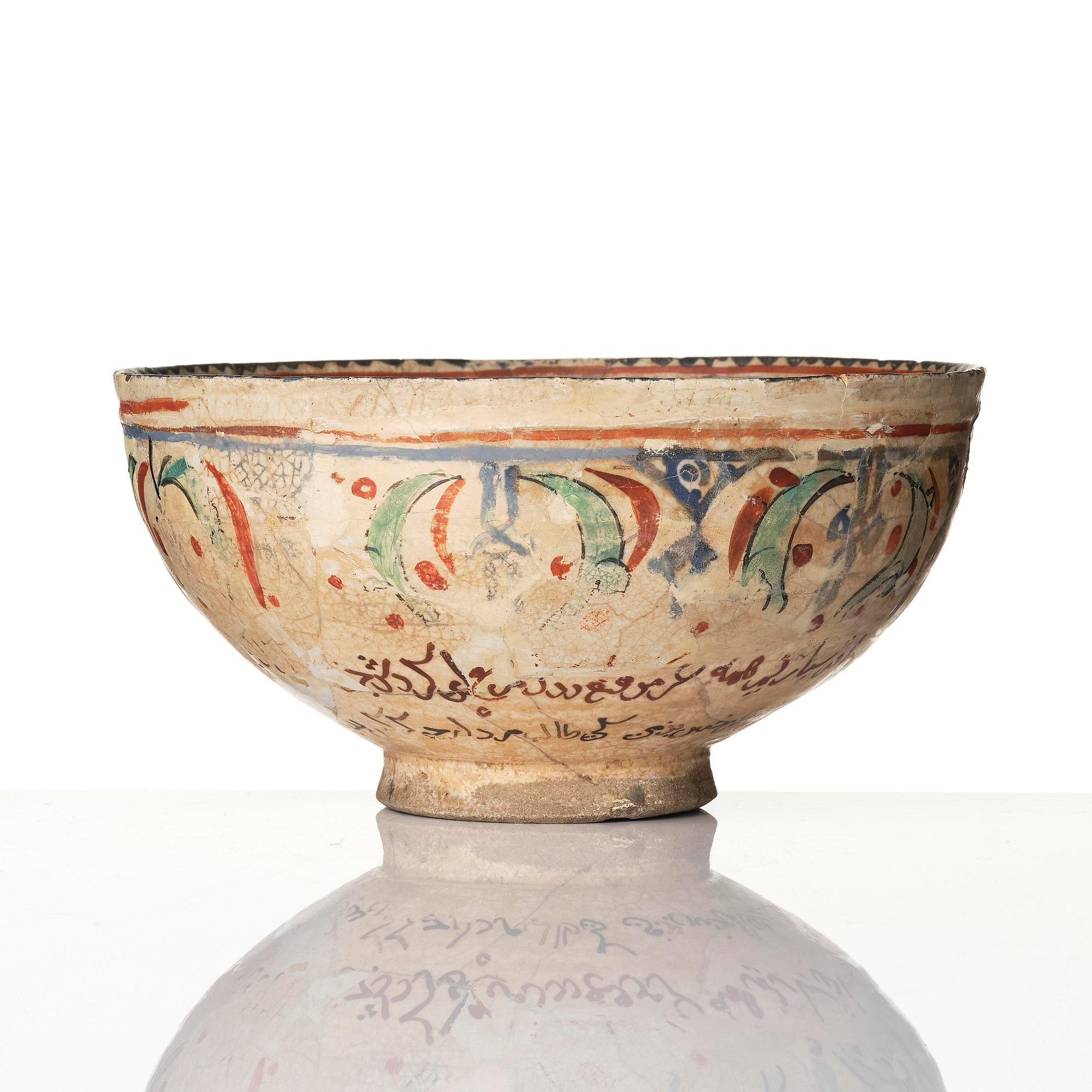 A 'Minai' pottery bowl, central Persia, around 1200 AD.
