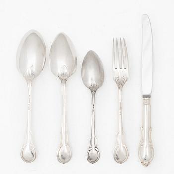 Gustaf Möllenborg, A silver cutlery, “Prins Fredrik”, Stockholm, including 1876 (24 pieces).