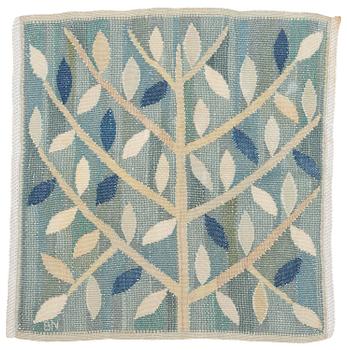 Barbro Nilsson, a textile, 'Grön kvist', tapestry weave, c 44 x 44 cm, signed BN.