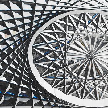 Fabergé, a silver-mounted cut glass serving dish, Imperial Warrant mark, Moscow 1908-1917.