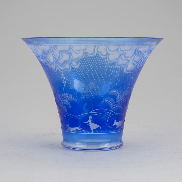 EDWARD HALD, "Åskväder", Orrefors 1970. Skål, glas.