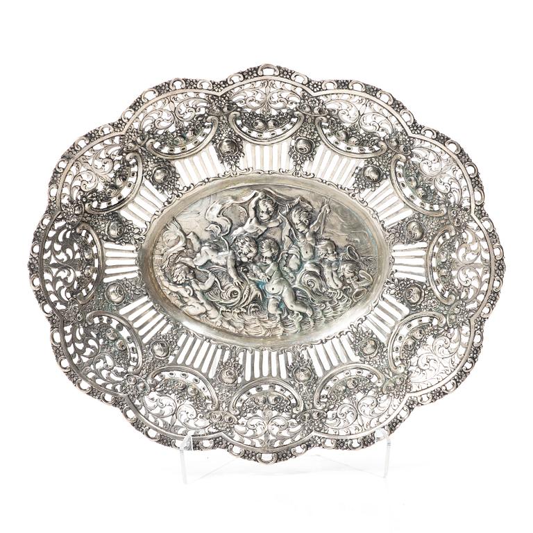 Praktfat, silver, historismus, Tyskland, tidigt 1900-tal.