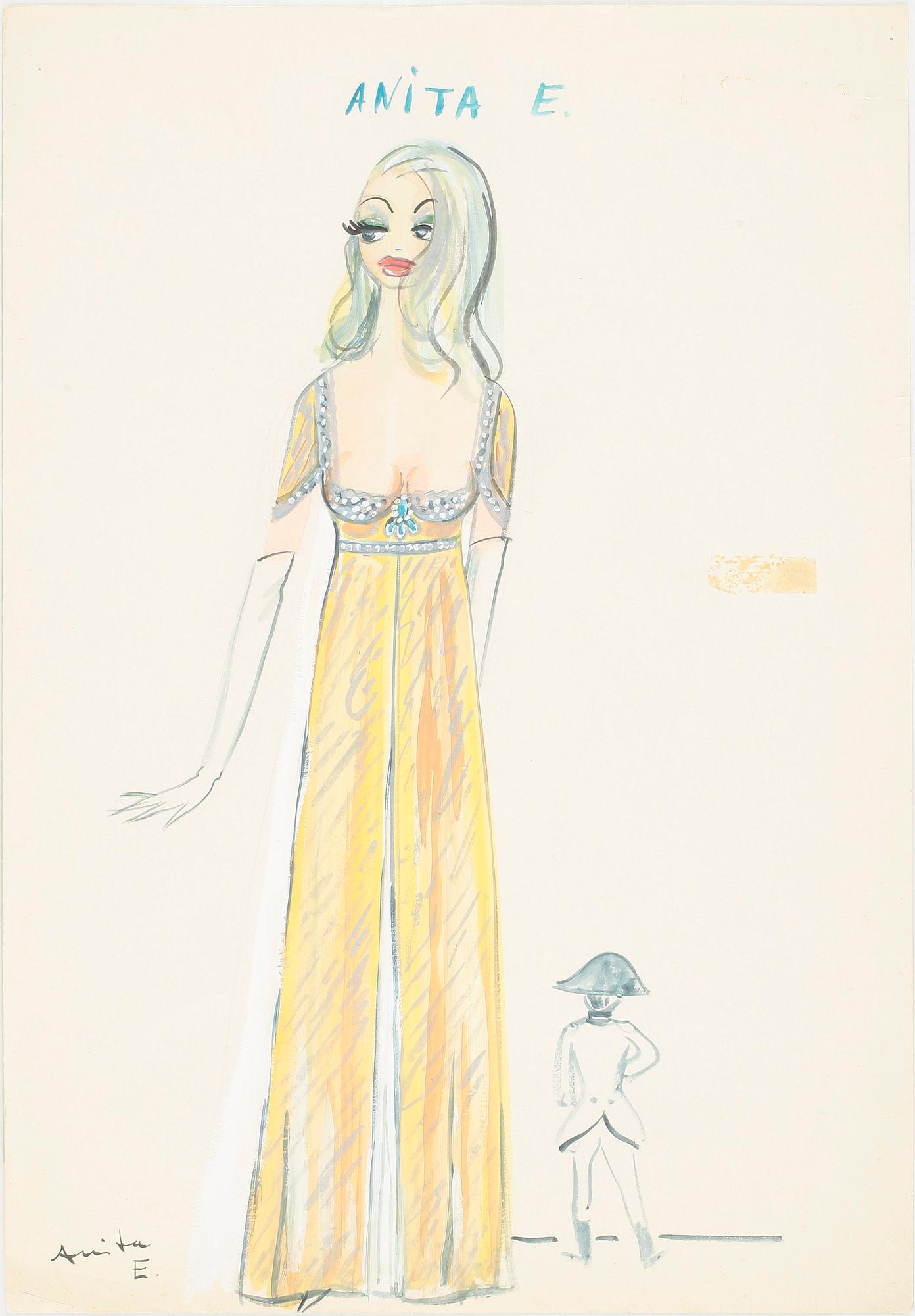 MAX GOLDSTEIN, kostymteckningar, 8 st, sign o bl a dat 1953,1970 o 1962.