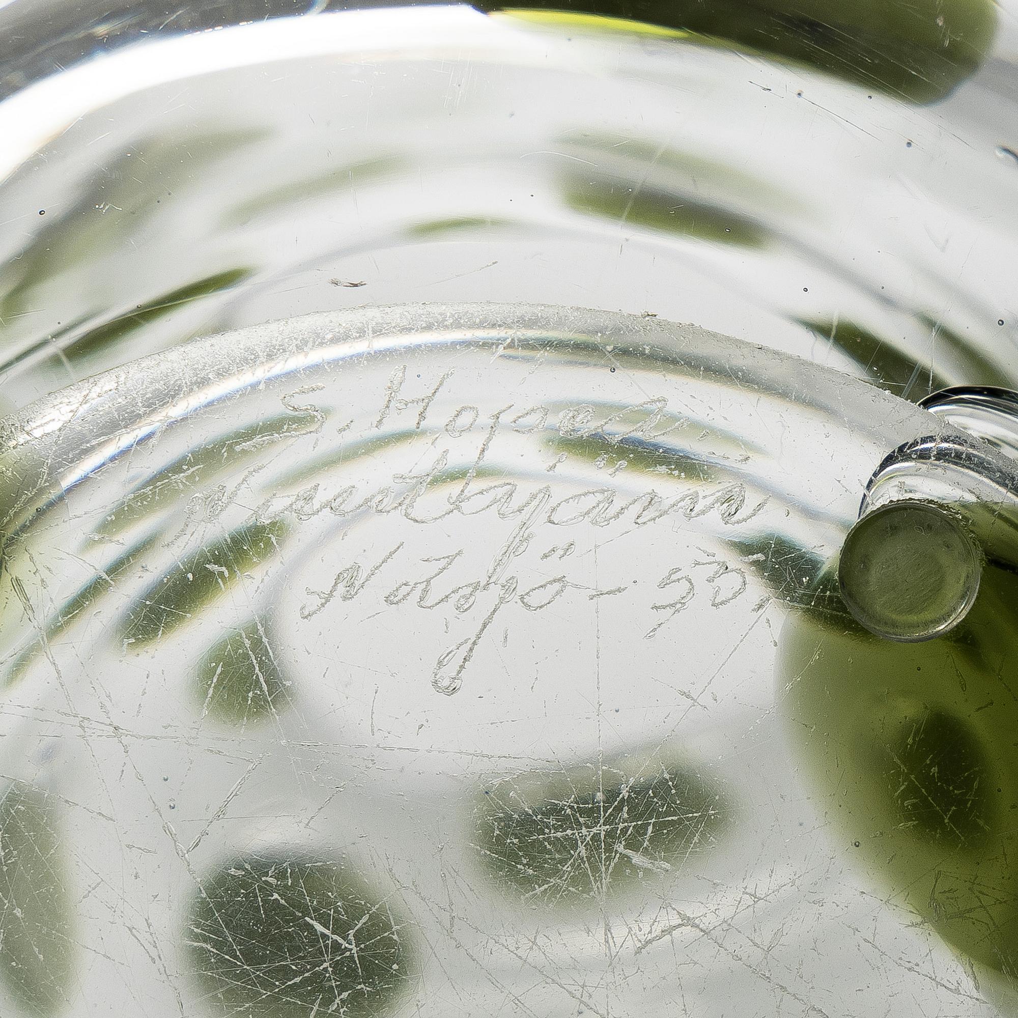 Saara Hopea, vase, “Panther”, signed S. Hopea Nuutajärvi Notsjö -55.