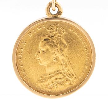 Gold coin Victoria D:G: BRITT:REG:F:D:, Great Britain 1888.