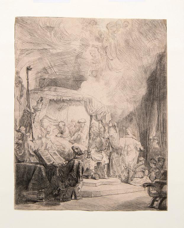 Rembrandt Harmensz van Rijn, The Death of the Virgin, later print.