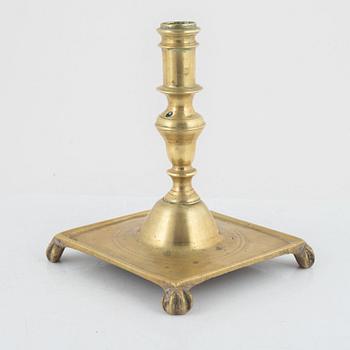 Candlestick, Baroque style, brass, 18th century.