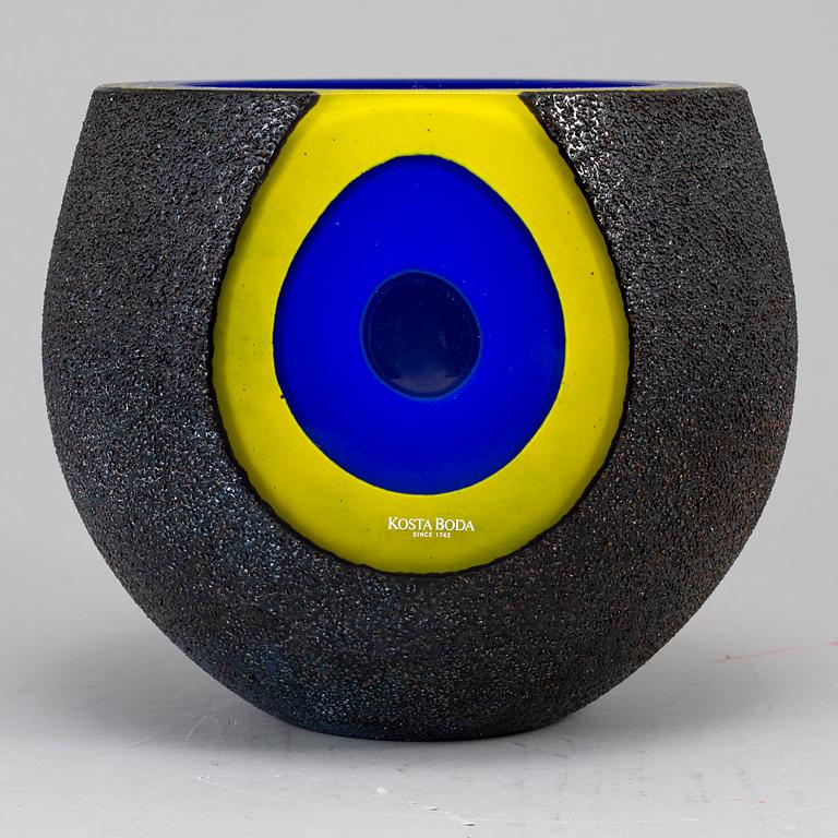 MONICA BACKSTRÖM, glass vase, Kosta Boda, signed.