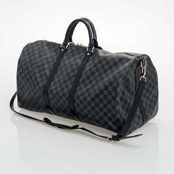 Louis Vuitton, A Damier Graphite  'Keepall 55 Bandoulière', weekend bag.