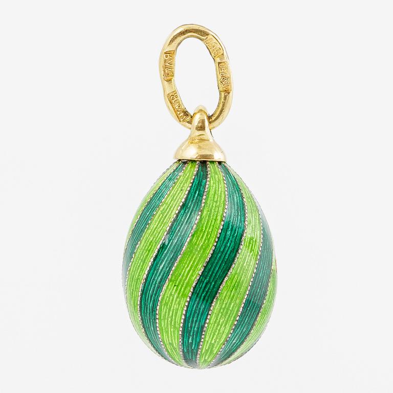 W.A. Bolin, pendant in the form of an egg, 18K gold and silver and enamel.