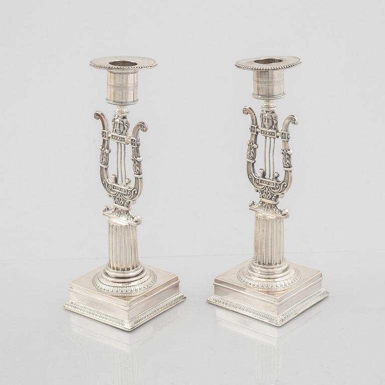 A pair of Swedish silver candlesticks, mark of Adolf Zethelius 1823.