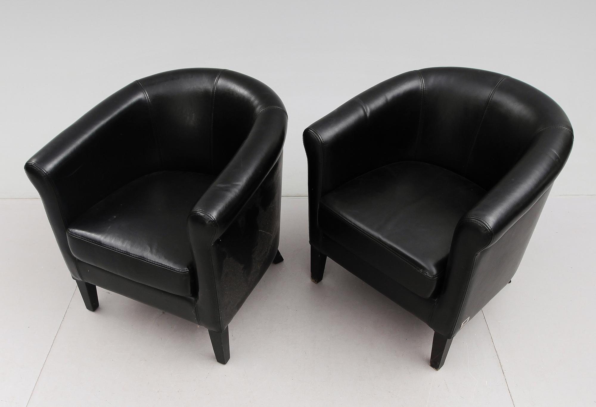 KLUBBFÅTÖLJER, 1 par, skinn, 2000-tal.