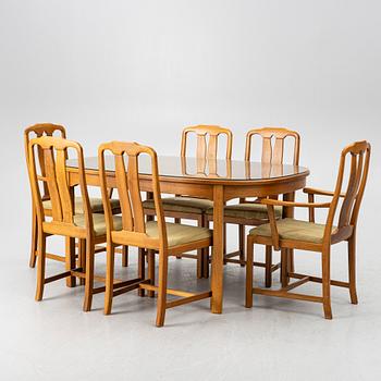 Carl Malmsten, a seven-piece dining suite, 'Ambassadör', Åfors Möbelfabrik.
