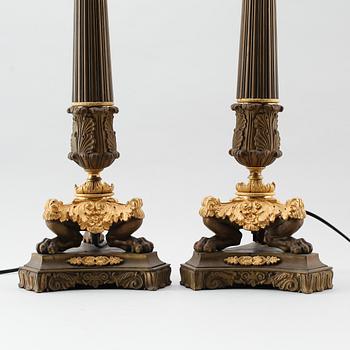 BORDSLAMPOR, 1 par, senempirestil, Frankrike, 1800-tal.