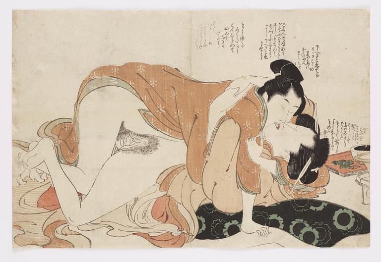 Utamaro, Three shunga woodblock prints by Utamaro (1753-1806).