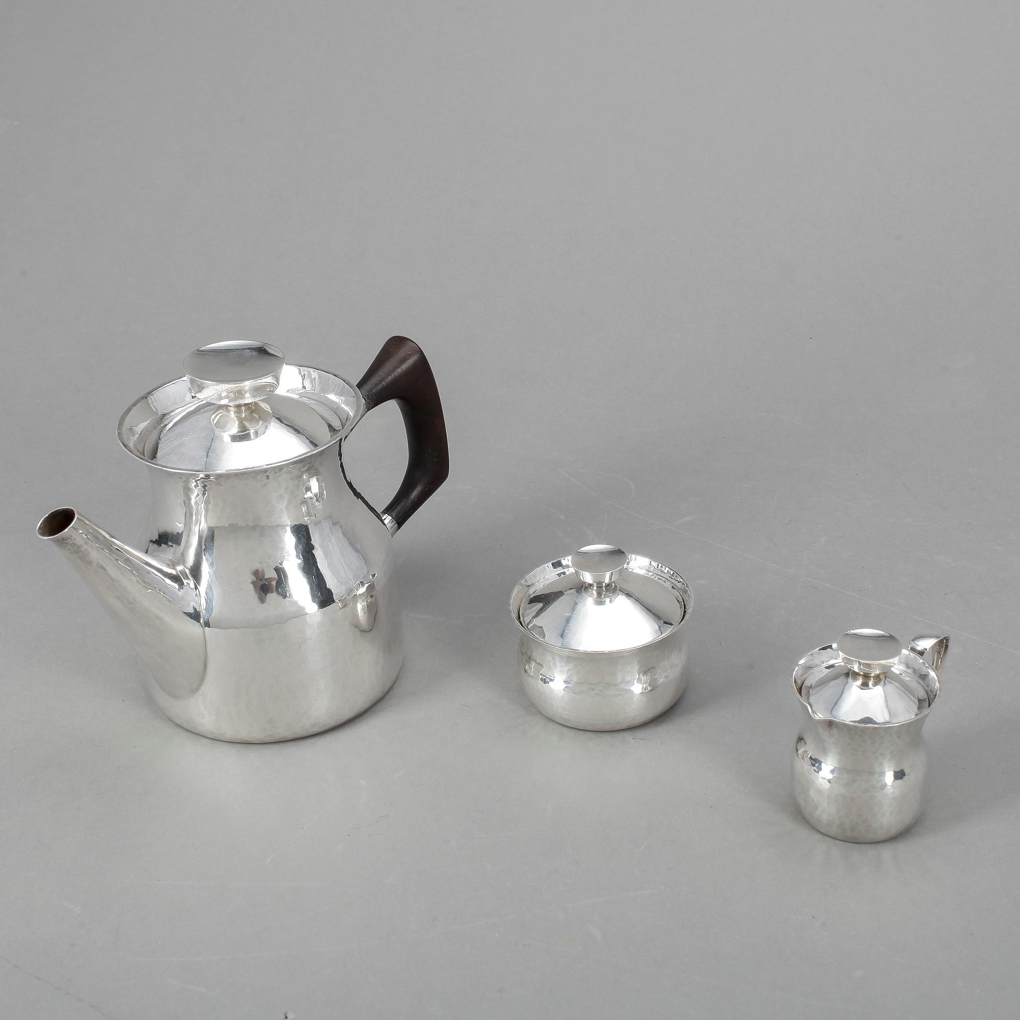 KAFFESET, 3 delar, silver, Erik Löfman, 1975-1976, tot vikt 793 gram.