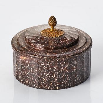 A Swedish Empire 19th century porphyry butter box.