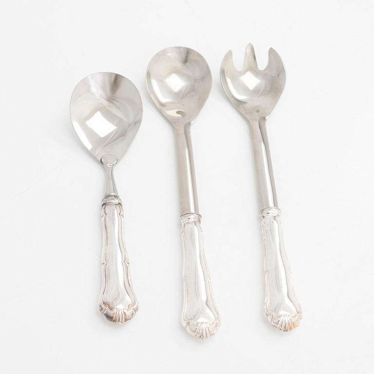 A 78-piece silver 'Chippendale' cutlery set, 1978-2007. Various Finnish manufacturers.